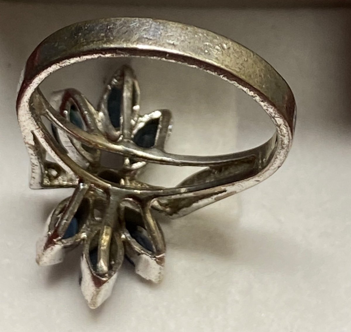 Bague En Argent Massif Rodié Et Topazes Et Quartz Taillés, Europe Vers  1920/30-photo-3