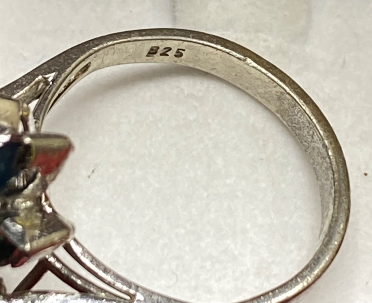 Bague En Argent Massif Rodié Et Topazes Et Quartz Taillés, Europe Vers  1920/30-photo-2