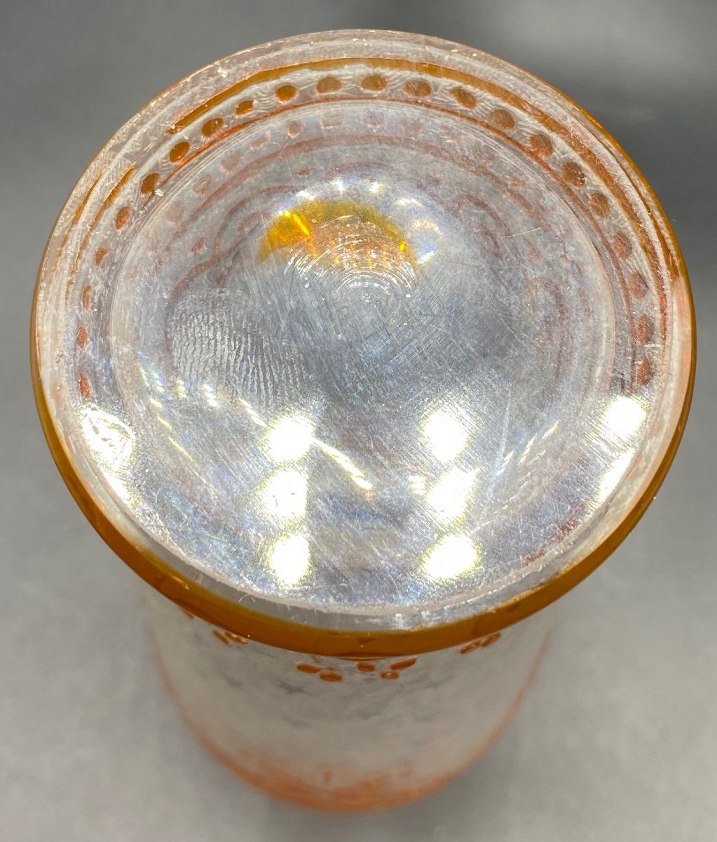 Vase En Cristal Soufflé À Couches Multiples Gravées À L’acide Saint Louis Vers 1900-photo-3