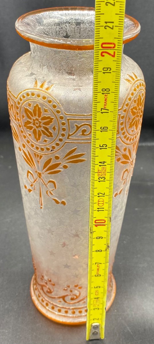 Vase En Cristal Soufflé À Couches Multiples Gravées À L’acide Saint Louis Vers 1900-photo-5