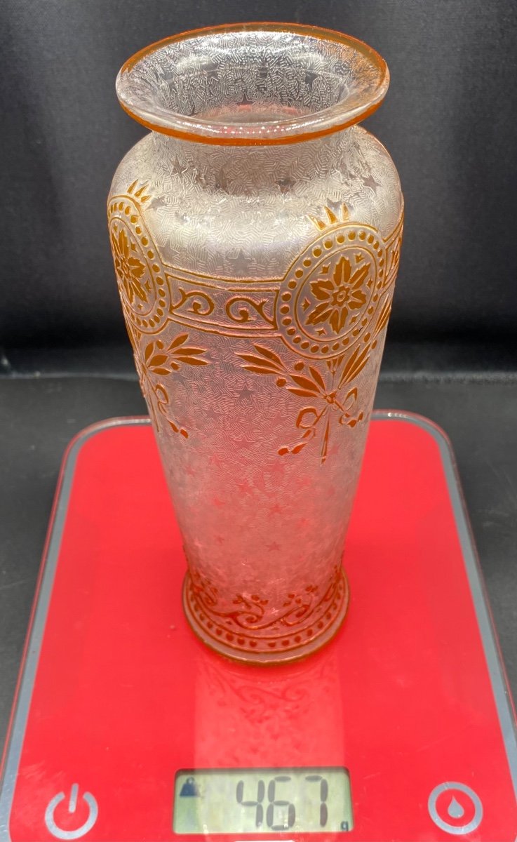 Vase En Cristal Soufflé À Couches Multiples Gravées À L’acide Saint Louis Vers 1900-photo-8