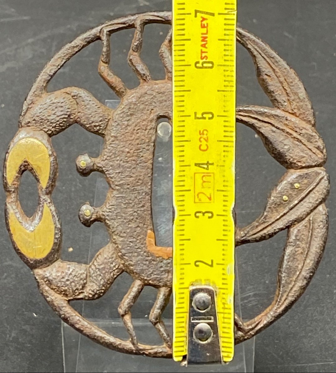 18th Century Japanese Tsuba In Wrought Iron And Brass And Gilded Copper Dinanderie -photo-3
