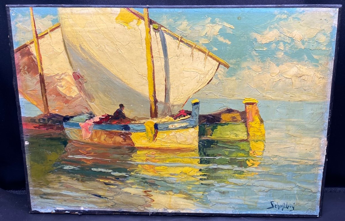 Pair Of Oil On Canvas Fixed On Cardboard From The 1900s By Schastlivy-photo-3