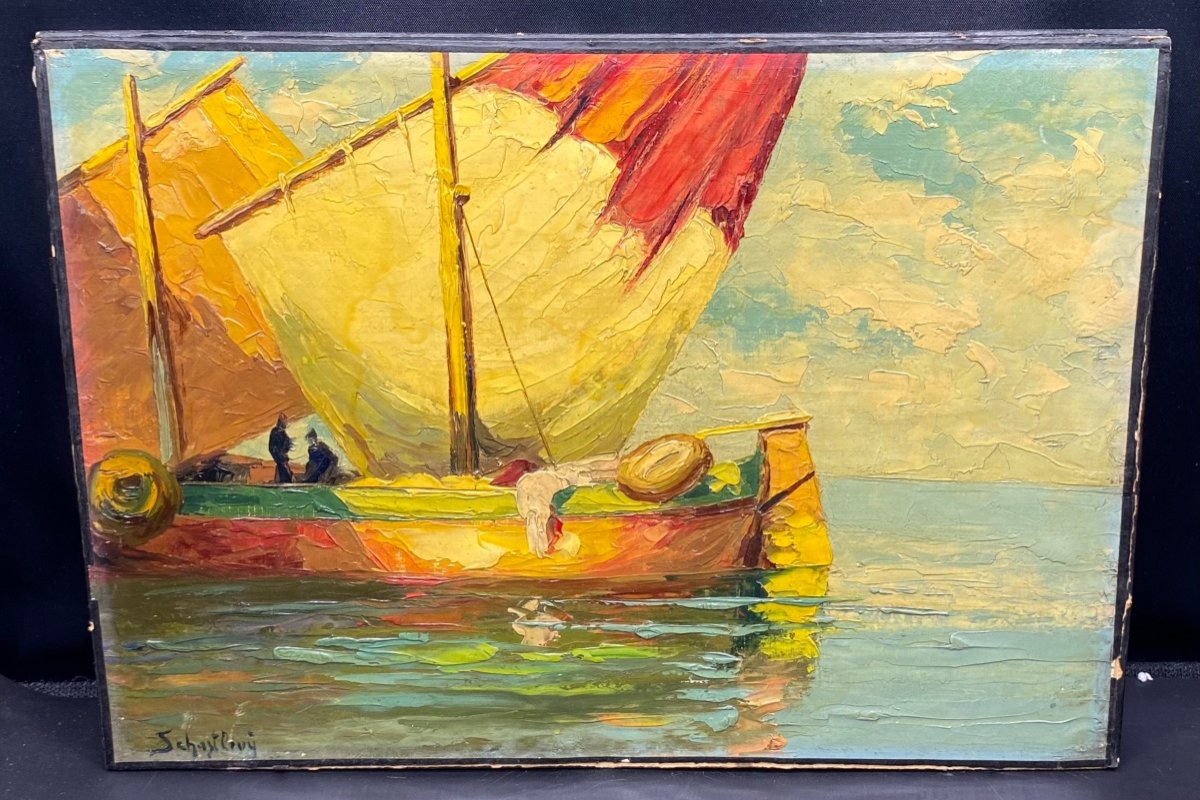 Pair Of Oil On Canvas Fixed On Cardboard From The 1900s By Schastlivy-photo-4