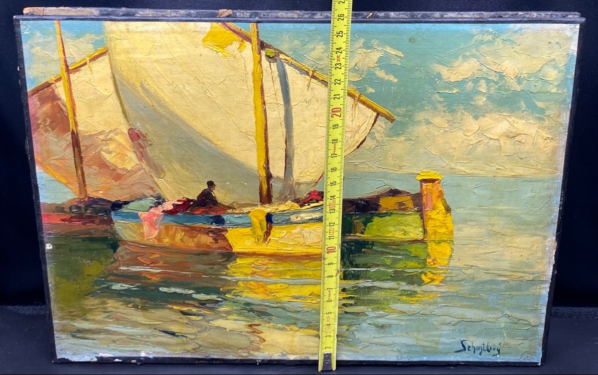 Pair Of Oil On Canvas Fixed On Cardboard From The 1900s By Schastlivy-photo-6