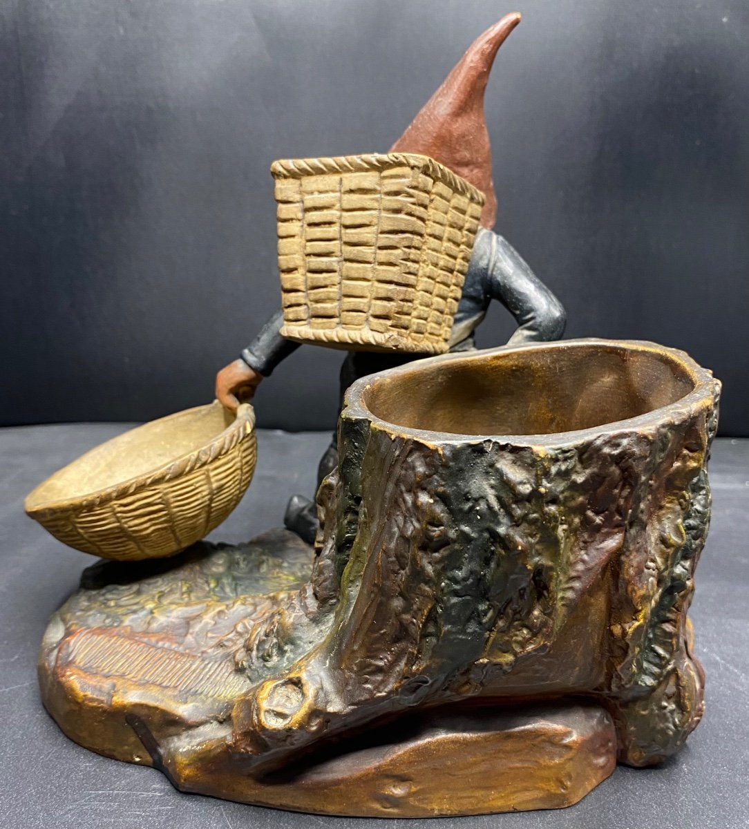 Smoker's Painted Glazed Terracotta, 1900s -photo-3