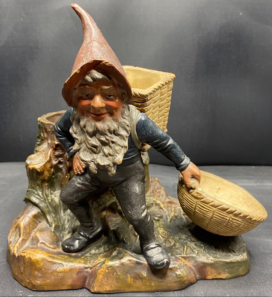 Smoker's Painted Glazed Terracotta, 1900s 