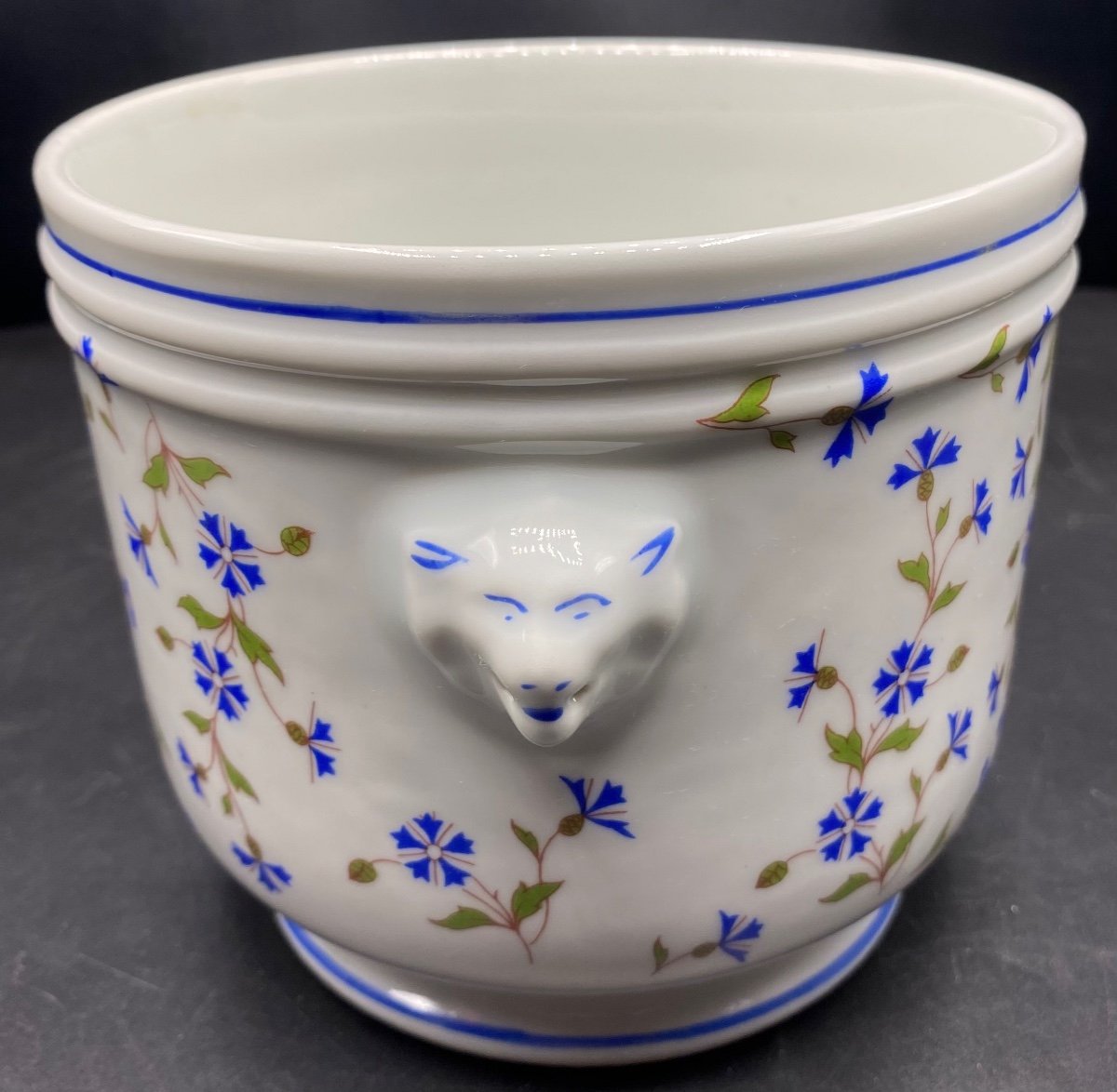 Cache Pot En Porcelaine émaillée Aux Barbots Des Années 1930/40-photo-2