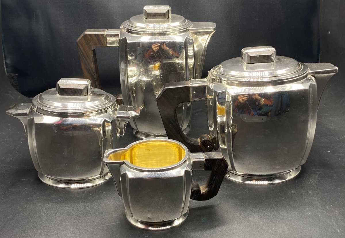 Service Thé Café En Argent Massif Des Années 1930 Par Bibollet-photo-3
