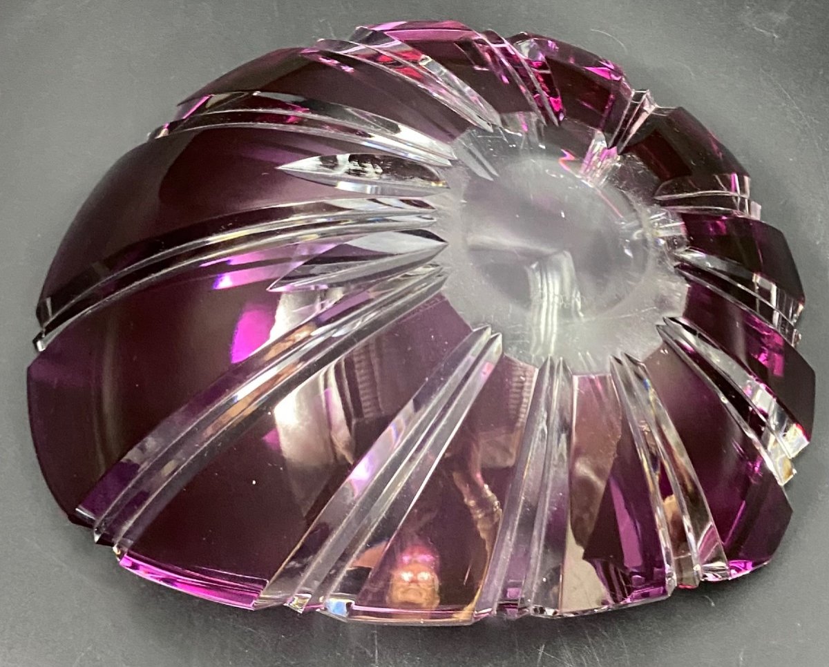 Empty Pocket Ashtray In Blown Crystal Cut In Overlay By Val Saint Lambert, 1930s/40s-photo-4