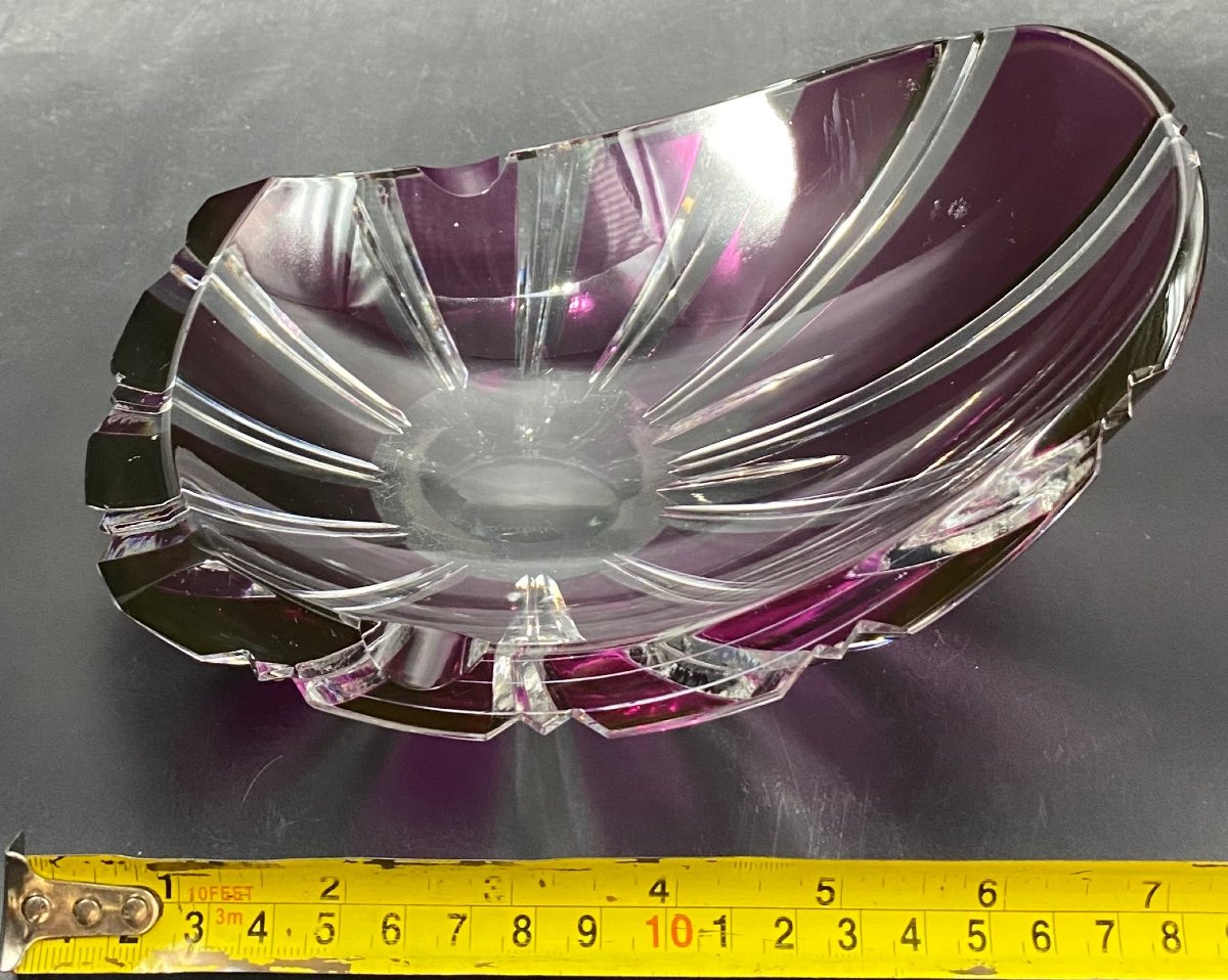 Empty Pocket Ashtray In Blown Crystal Cut In Overlay By Val Saint Lambert, 1930s/40s-photo-6