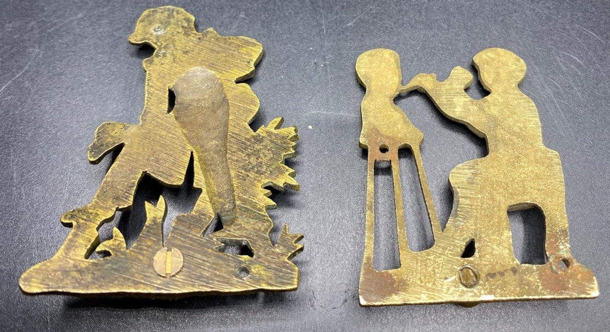Two Small Bronze Painting Hanging Decors Late 18th Century, French -photo-2
