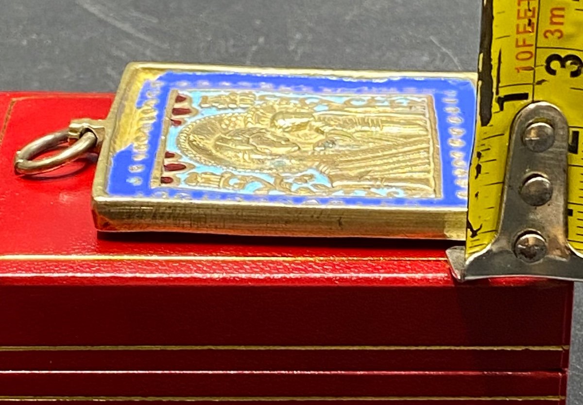 Pendentif En Bronze émaillé Russe Vers 1900-photo-6