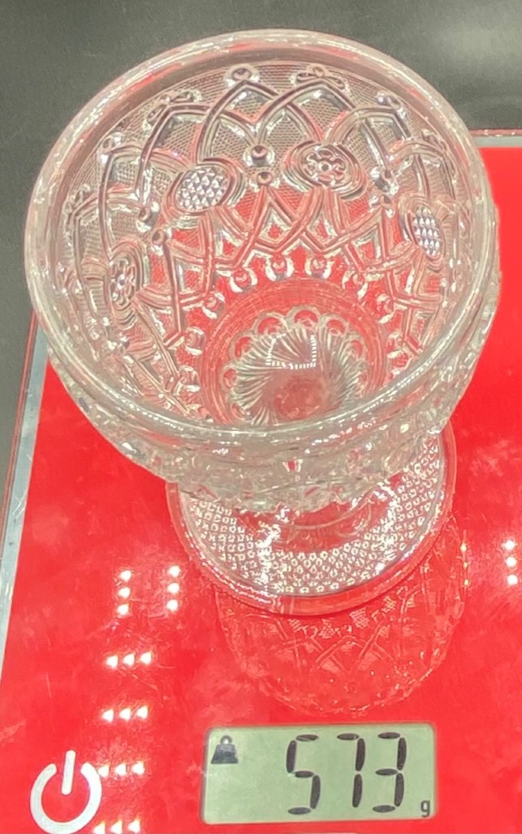 Grand Verre à Pied En Cristal Soufflé Moulé Du Creusot Vers 1810-photo-7