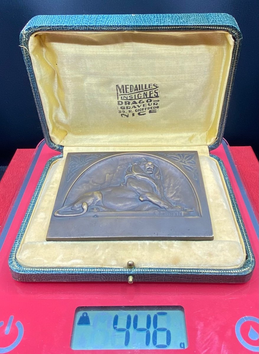 Table Medal In Patinated Bronze “a Bartholdi” Drago Engraver Circa 1930-photo-7