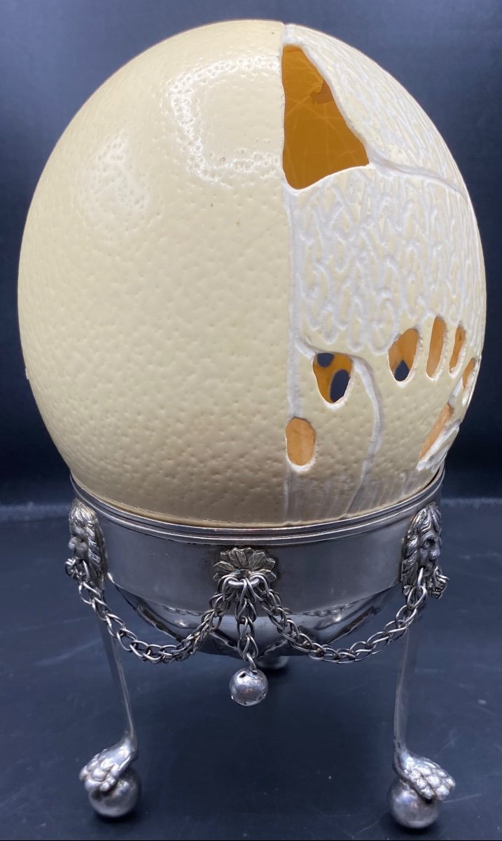 Ostrich Egg Carved By L. Mooketai Around 1980-photo-4