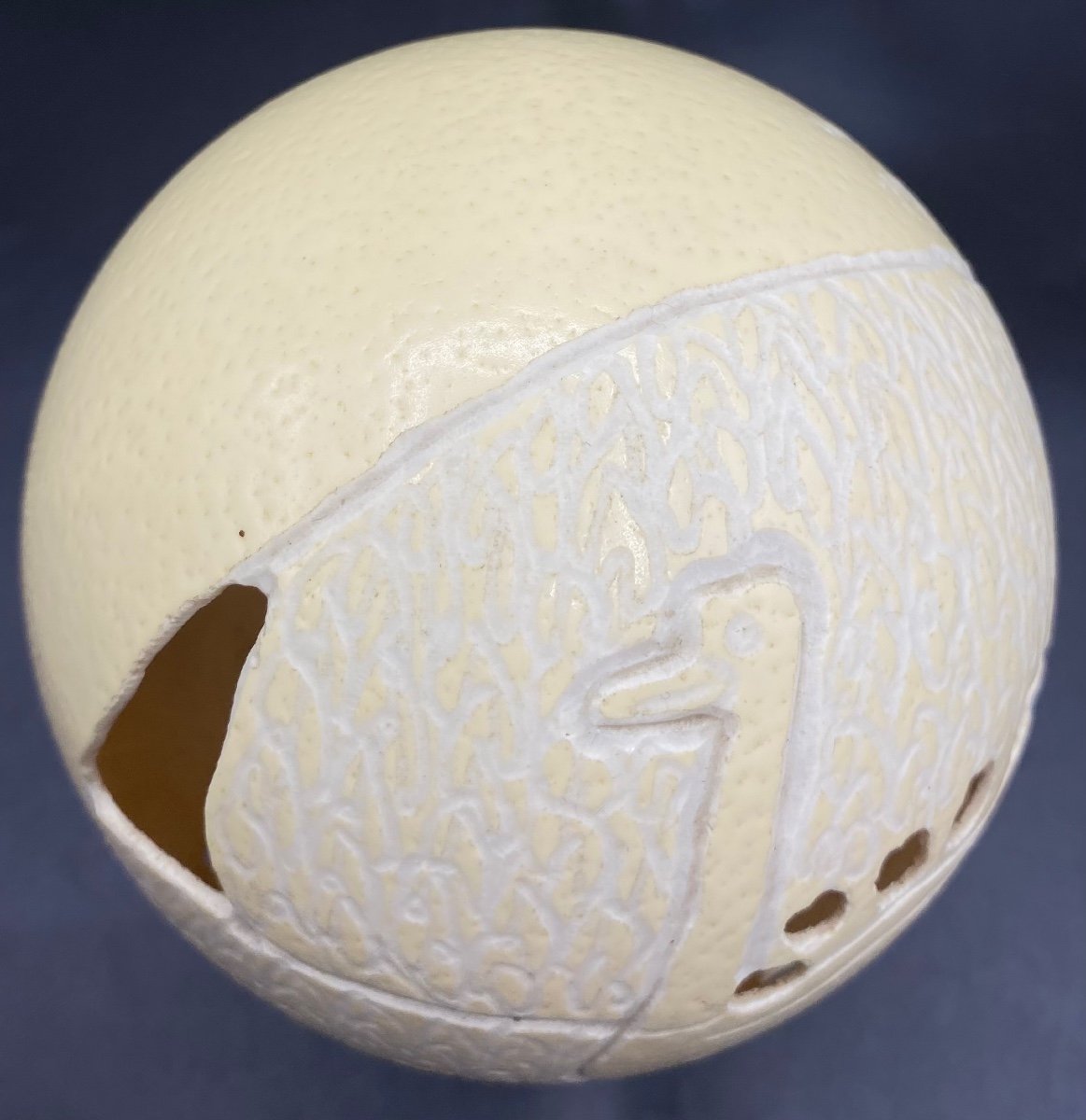 Ostrich Egg Carved By L. Mooketai Around 1980-photo-3