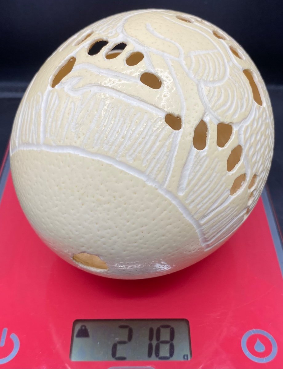 Ostrich Egg Carved By L. Mooketai Around 1980-photo-6