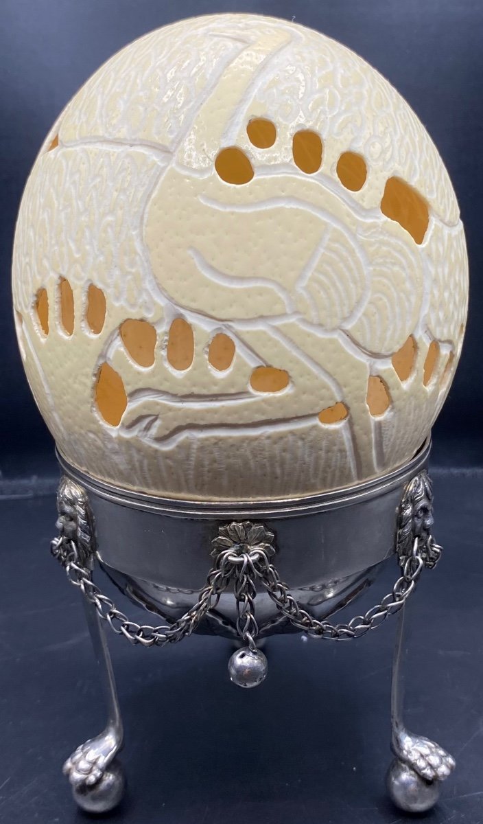 Ostrich Egg Carved By L. Mooketai Around 1980