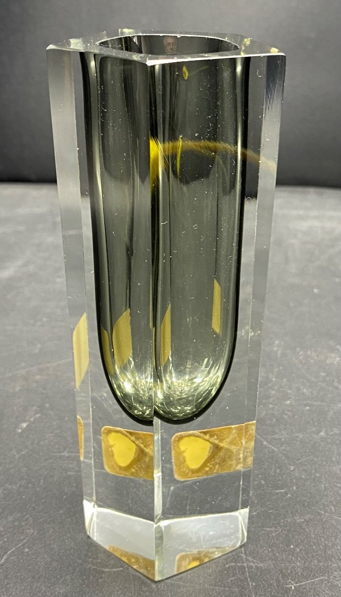 Soliflore Vase In Cut Blown Crystal, Lavorato, Murano From The 1960s-photo-2