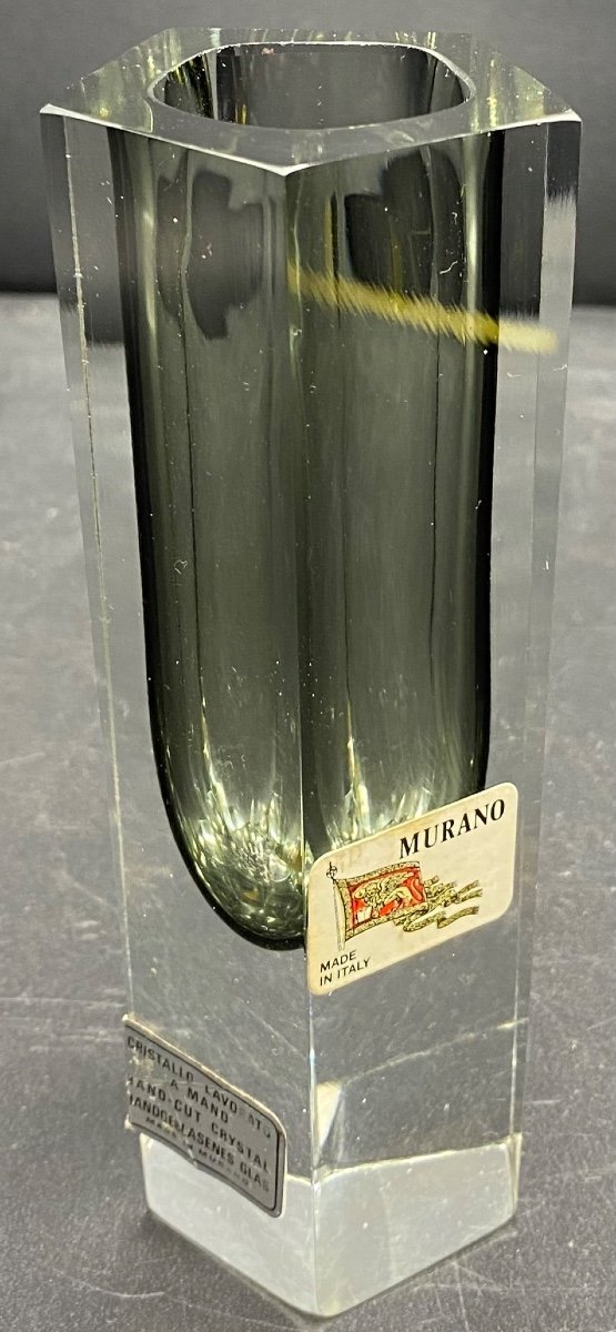 Soliflore Vase In Cut Blown Crystal, Lavorato, Murano From The 1960s