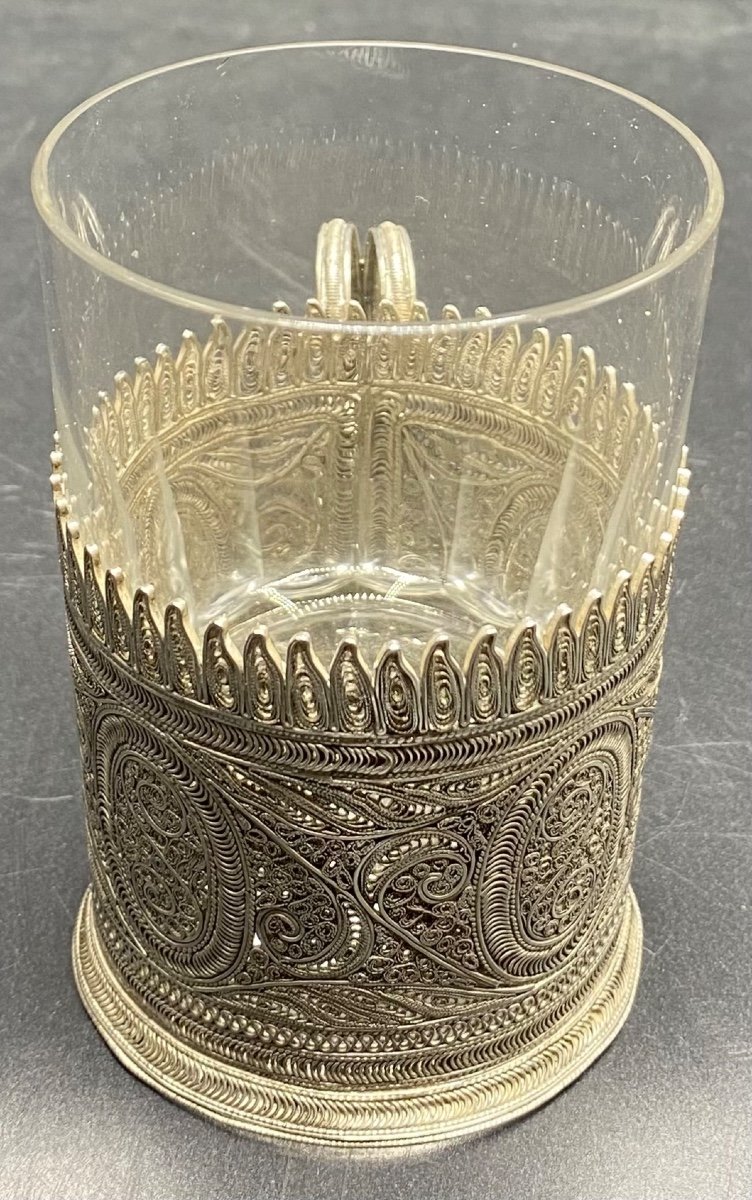 Filigree Sterling Silver Cup Holder, 1930s-photo-2