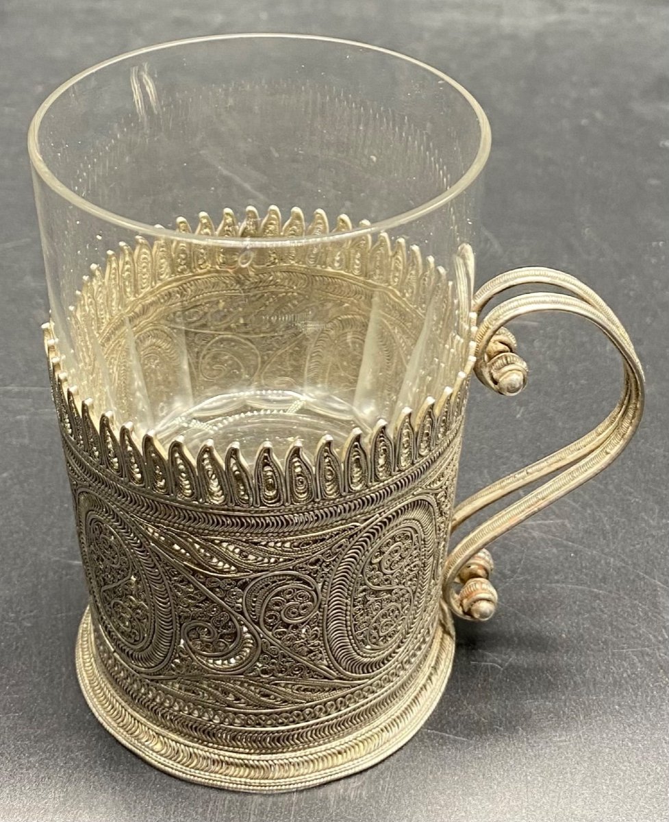 Filigree Sterling Silver Cup Holder, 1930s-photo-3