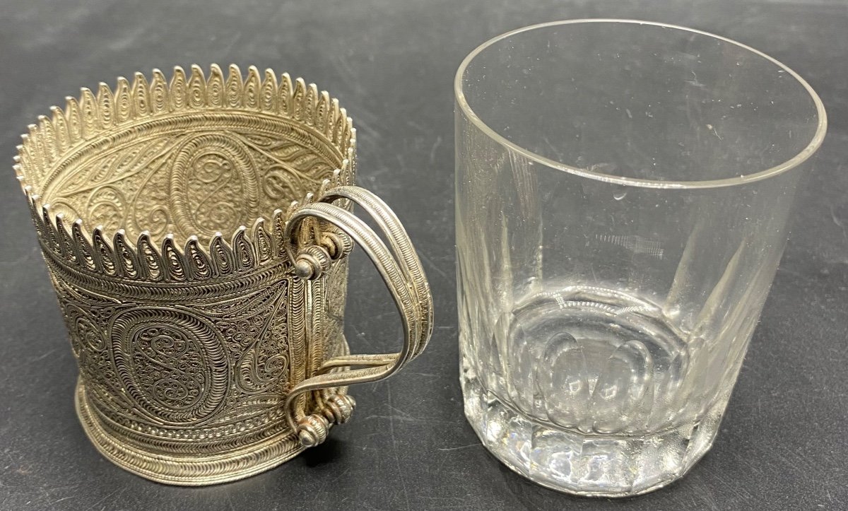 Filigree Sterling Silver Cup Holder, 1930s-photo-4