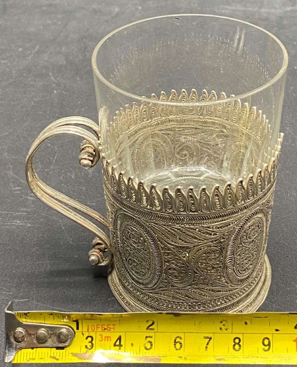 Filigree Sterling Silver Cup Holder, 1930s-photo-5