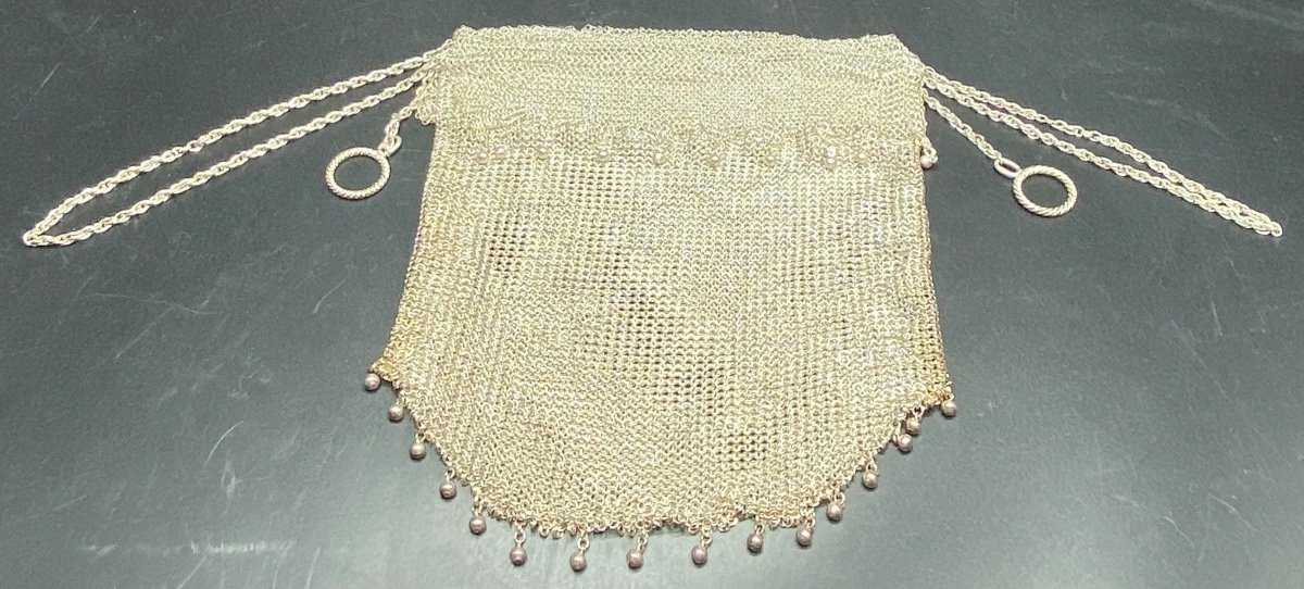 Sac De Soirée En Argent Massif Russe Vers 1920-photo-2