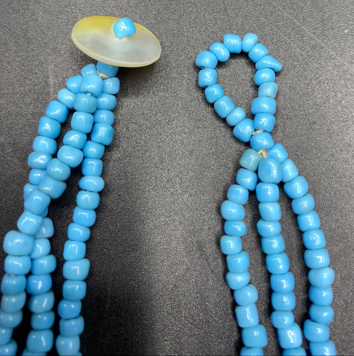 Mother-of-pearl Crescent Necklace And Glass Paste Beads, From The 1940s/50s, Foreign…-photo-4