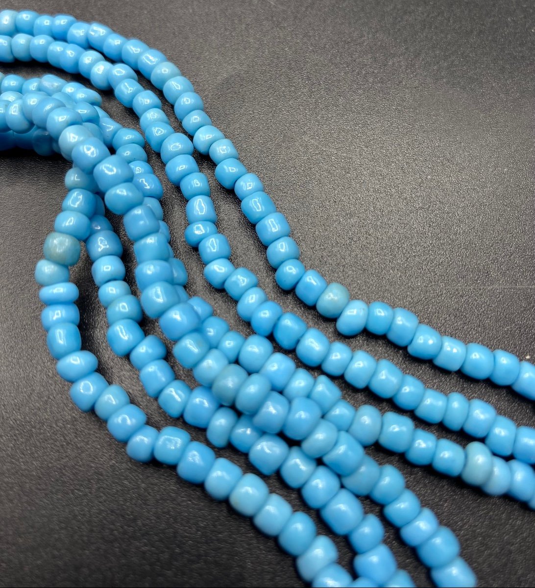 Mother-of-pearl Crescent Necklace And Glass Paste Beads, From The 1940s/50s, Foreign…-photo-2
