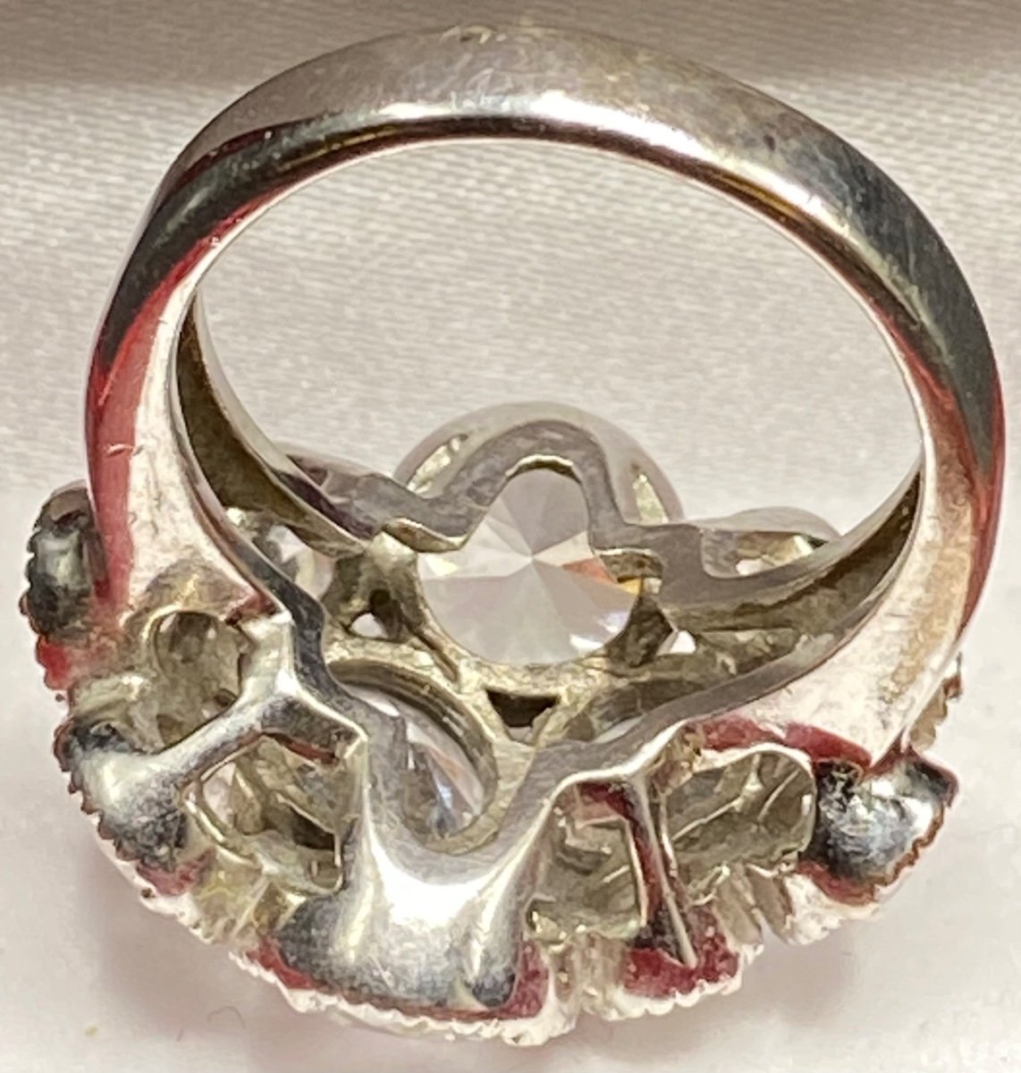 French Sterling Silver And Cubic Zirconia Ring From The 1980s-photo-4