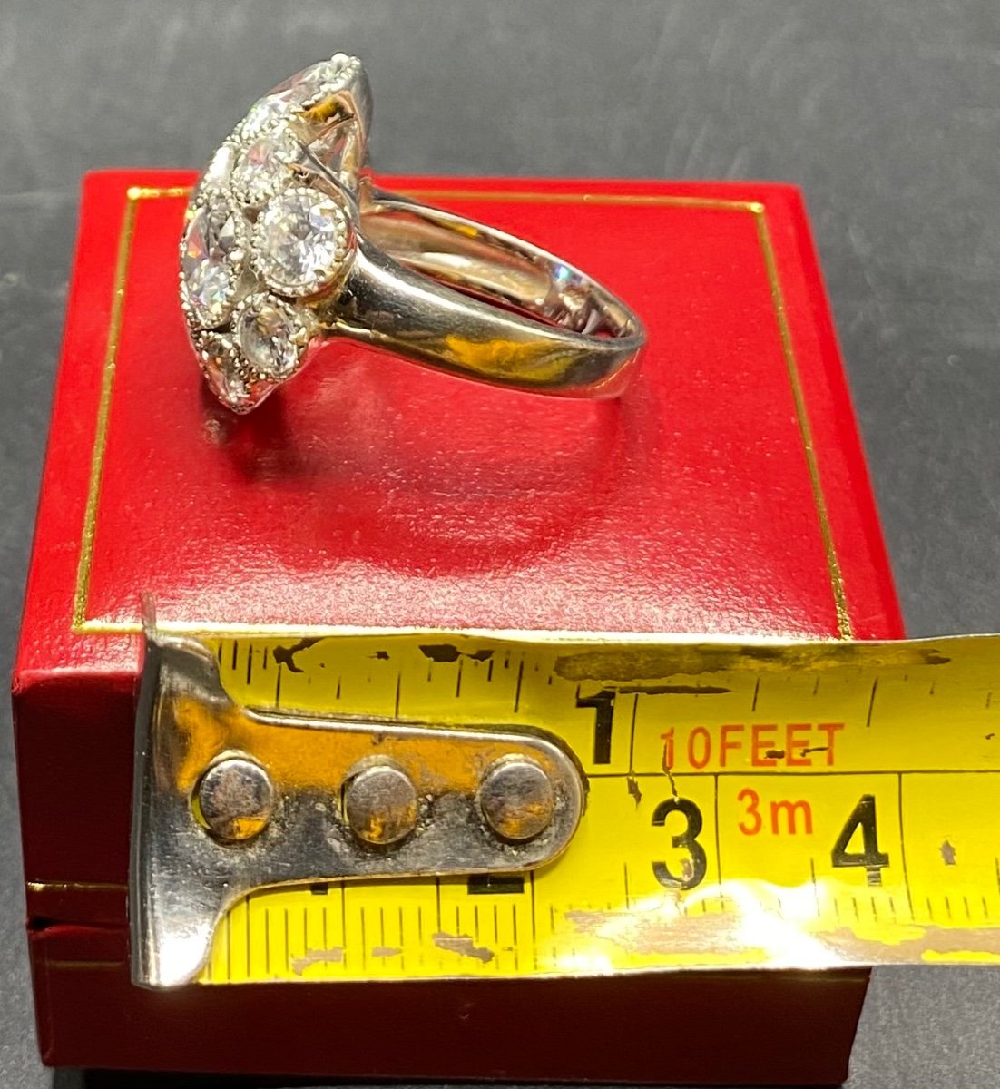 French Sterling Silver And Cubic Zirconia Ring From The 1980s-photo-5
