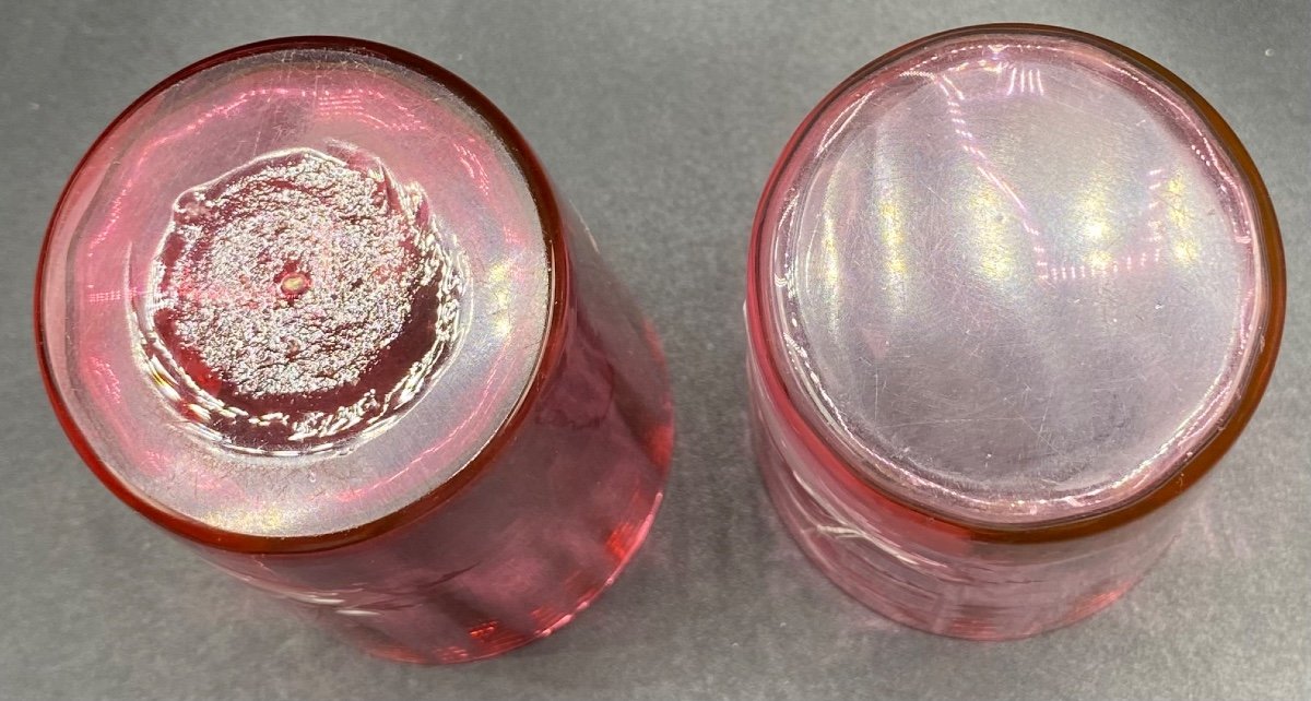 Pair Of Small Mary-gregory Enameled Crystal Glasses Circa 1900-photo-3