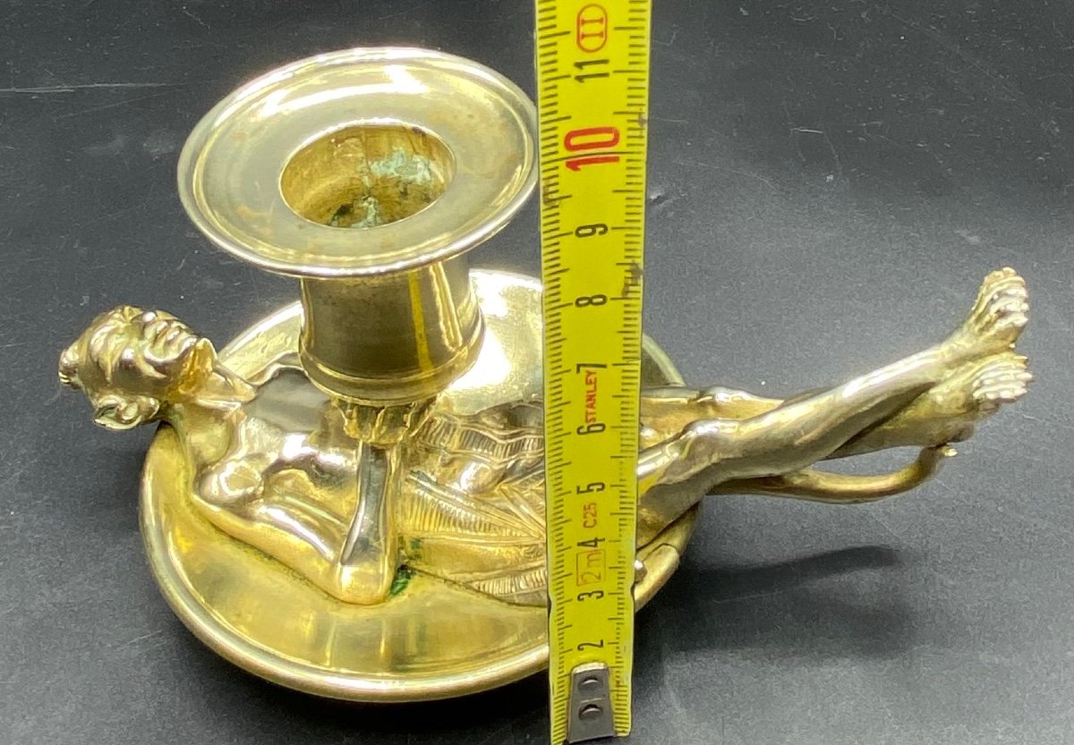 Hand Candlestick In Polished Cast Bronze Mid-19th French -photo-6