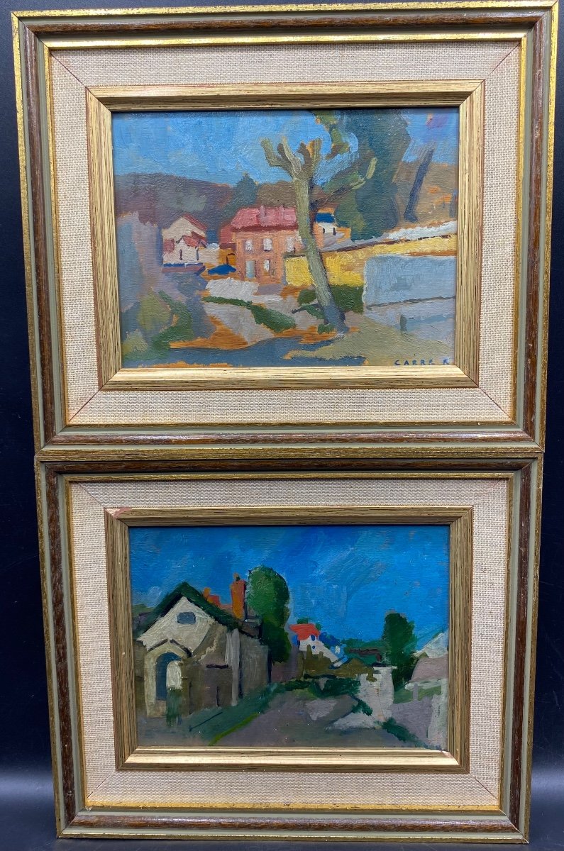 A Pair Of Small Oils On Panel By Carré René From The 1960s/70s-photo-2