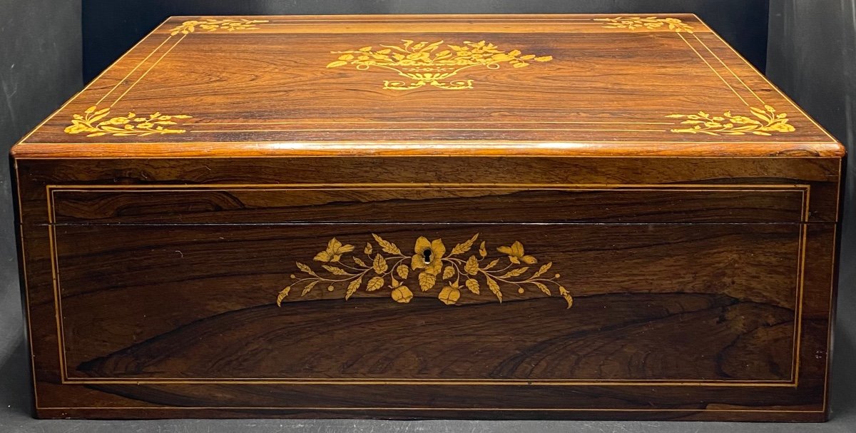 Gros Coffret En Marqueterie Du XIXe Français 