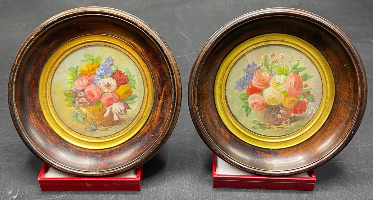 A Pair Of Miniatures Painted On Copper From The 1930s Both Signed 