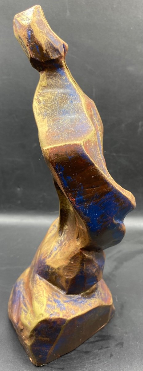 Sculpture En Terre Cuite Patinée Des Années 1960/70 Françaises -photo-4