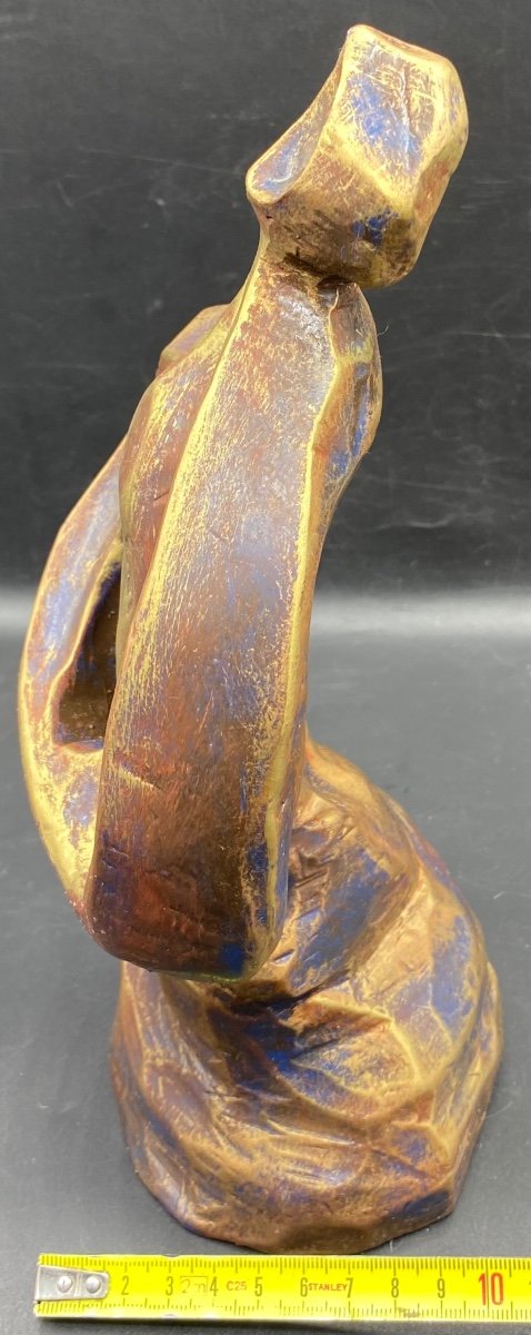 Sculpture En Terre Cuite Patinée Des Années 1960/70 Françaises -photo-5