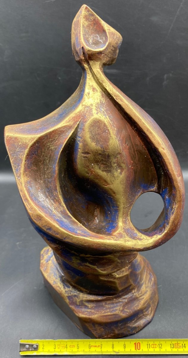Sculpture En Terre Cuite Patinée Des Années 1960/70 Françaises -photo-7