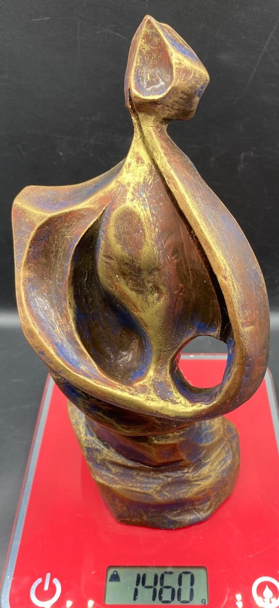Sculpture En Terre Cuite Patinée Des Années 1960/70 Françaises -photo-8