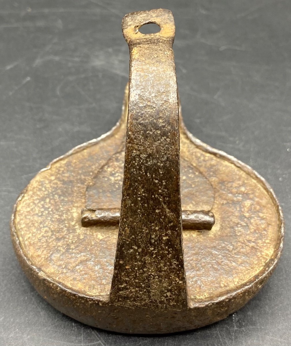 Lampe à L’huile En Fer Forgé Du Moyen âge Français …-photo-2