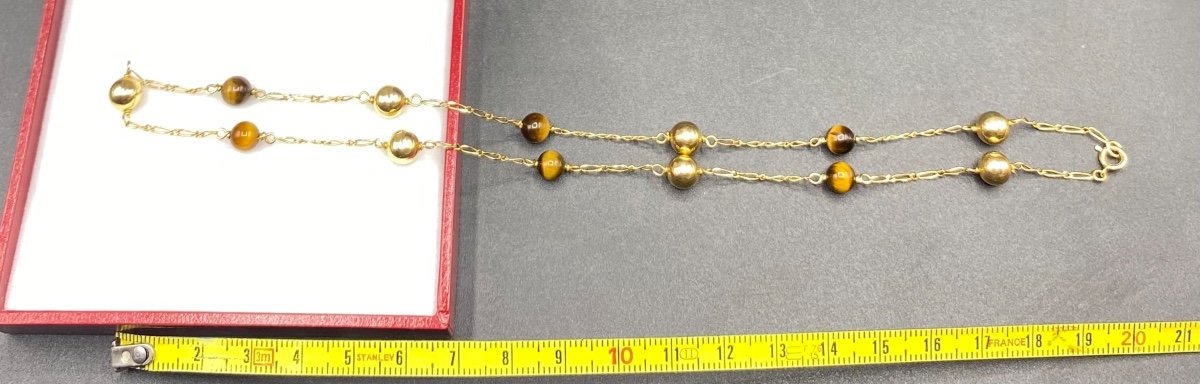 18 Carat Gold And Tiger's Eye Necklace Circa 1950/60-photo-1