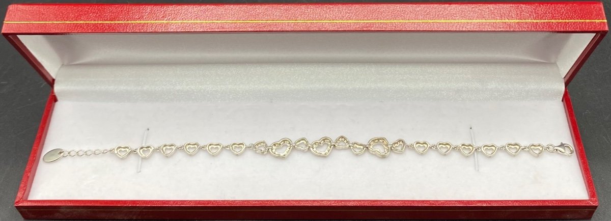 1980s European Sterling Silver And Cubic Zirconia Curb Bracelet-photo-2