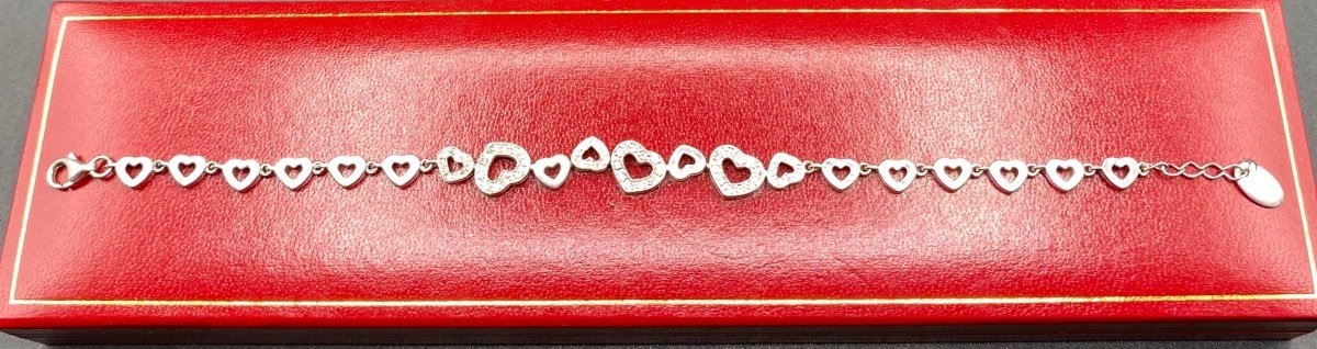 1980s European Sterling Silver And Cubic Zirconia Curb Bracelet-photo-3