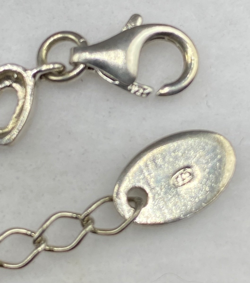 1980s European Sterling Silver And Cubic Zirconia Curb Bracelet-photo-2