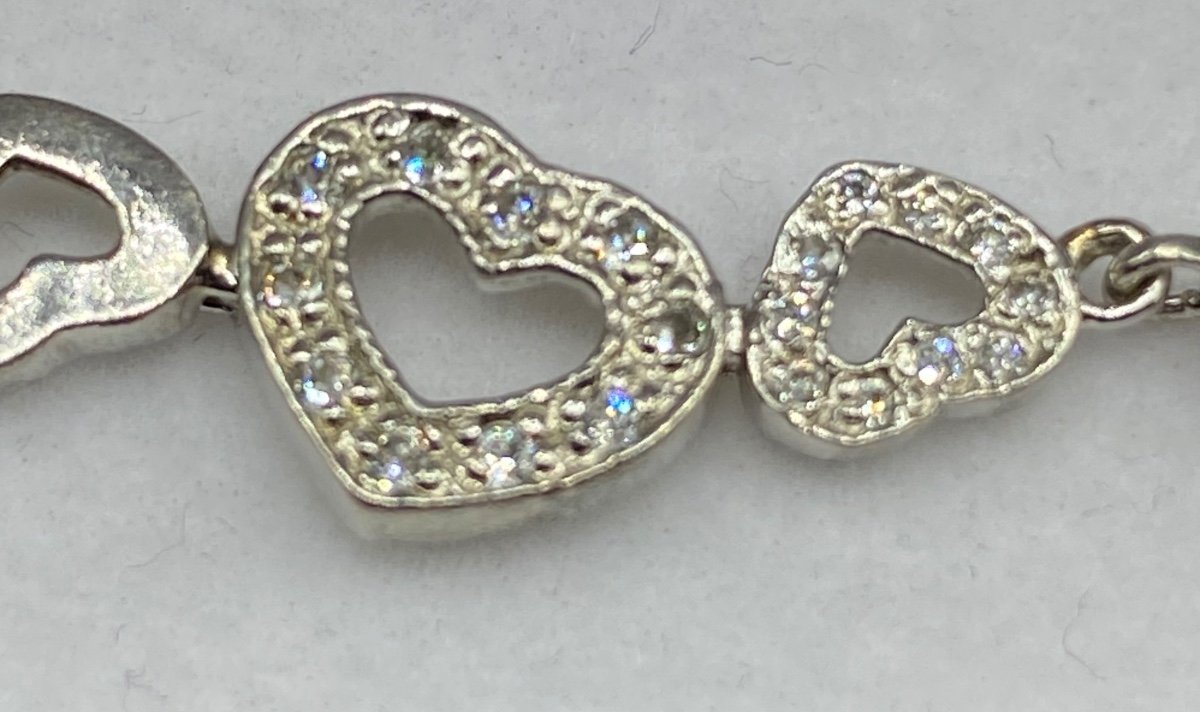 1980s European Sterling Silver And Cubic Zirconia Curb Bracelet-photo-4