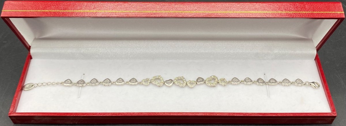 1980s European Sterling Silver And Cubic Zirconia Curb Bracelet